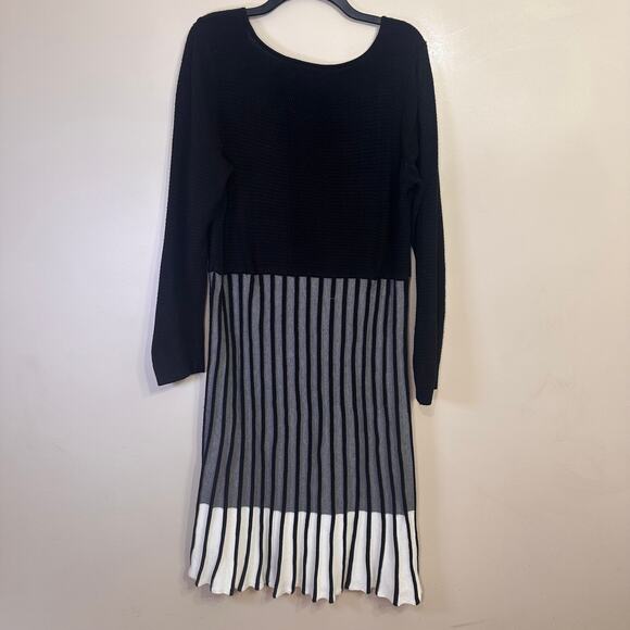 Calvin Klein Colorblock Pleated Sweater Dress Black Gray 1X - Picture 3 of 8